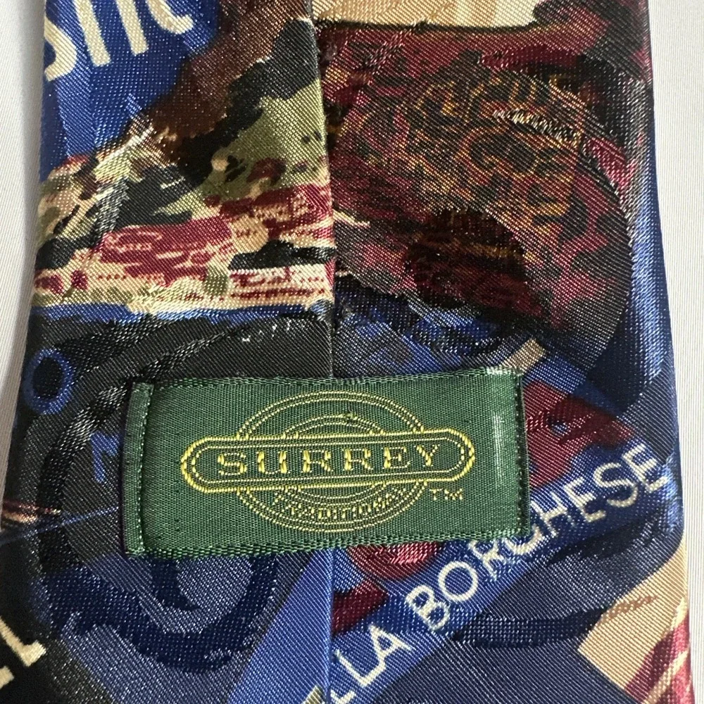 Vintage Surrey Travel Postcard Novelty Tie Europe Monte Carlo Rome St Moritz USA